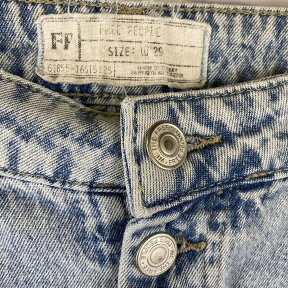 Free People Barrell Acid Stone Washed Exposed button Fly denim Jeans Size 29 - Picture 2 of 9